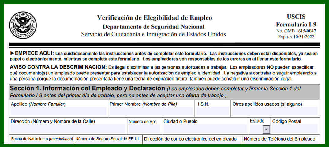 Elegibilidad de empleo en Estados Unidos